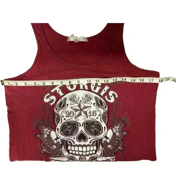 Sturgis Bike Week Skull & Bones Tank Top  Burgundy Size 2XL - Picture 6 of 9